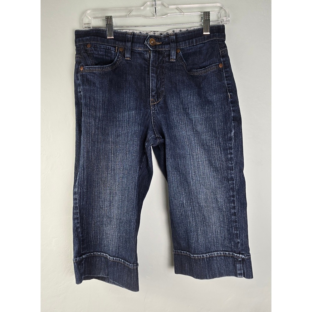 Lee Comfort Waistband Stretch Denim Capris Dark Wash Blue Petite 6
